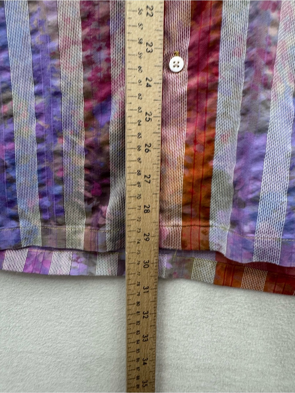 Bugatchi Men Large Button Up Shirt Purple Orange Tie Dye Short Sleeve - Picture 5 of 9